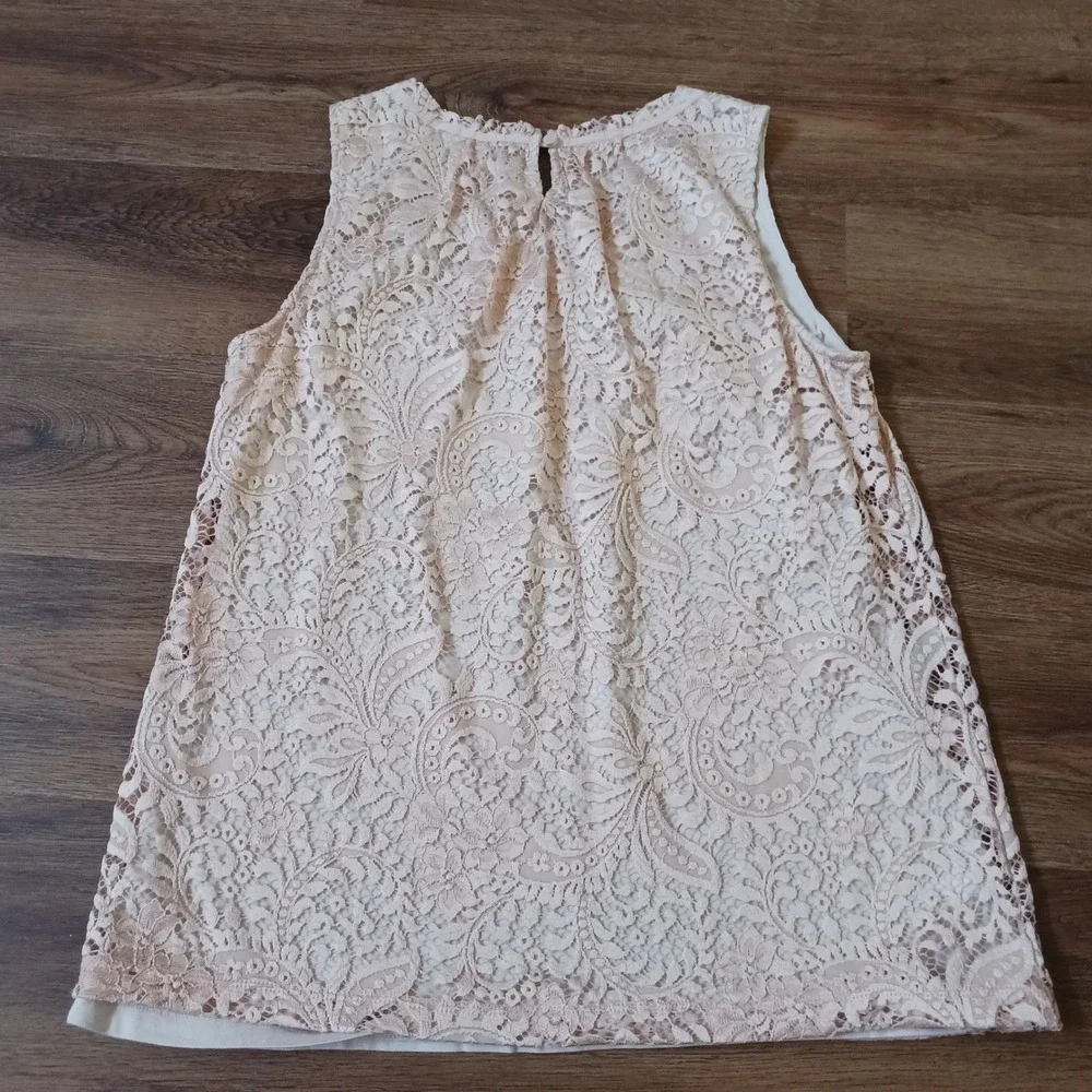 Ann Taylor LOFT Womens Floral Lace Sleeveless Blouse Top Keyhole Back Size S - Picture 6 of 6